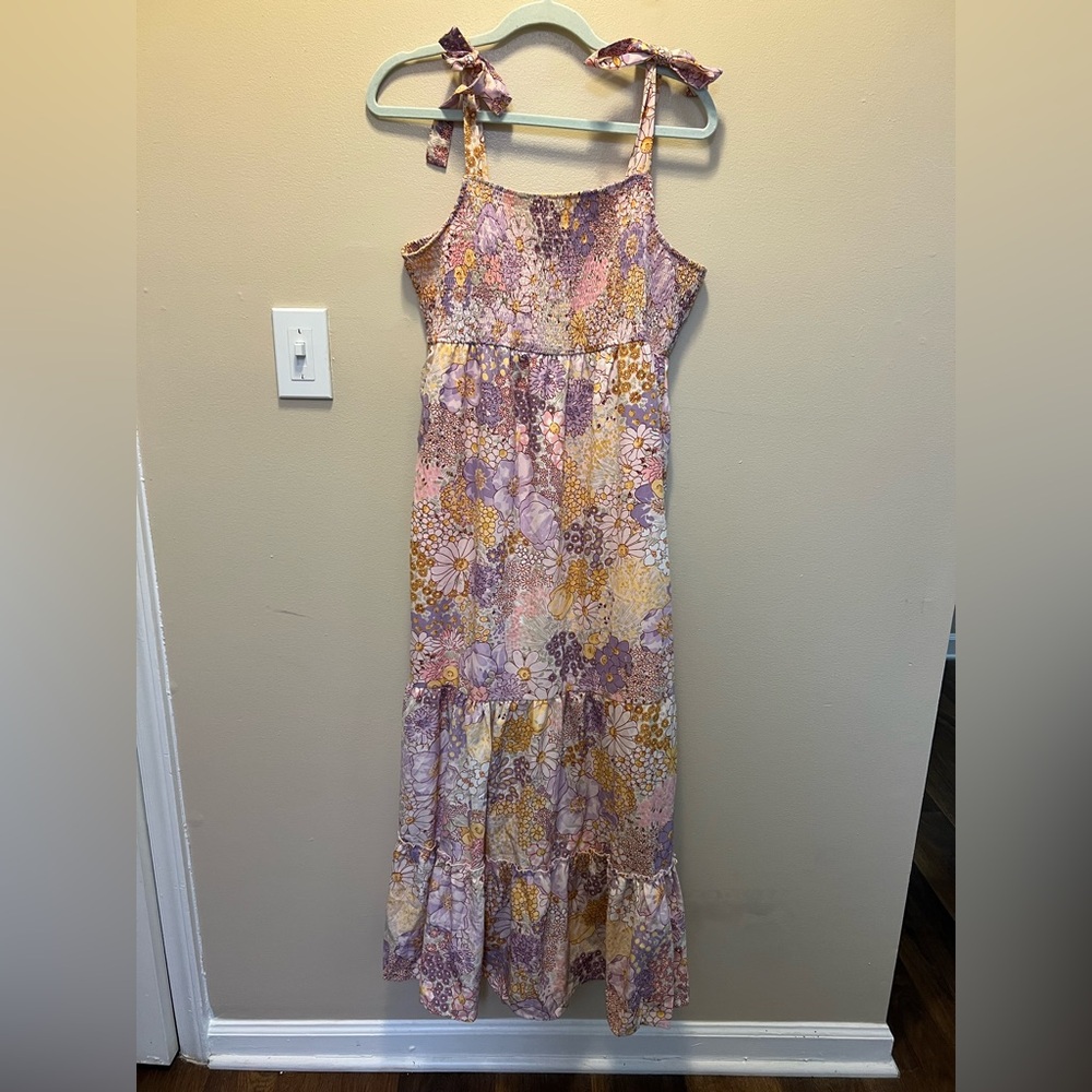 Liberty Love Floral Smocked Dress in Pink and Cream
